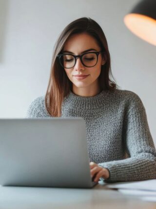 Vrouw achter laptop leest informatie over zorgverzekering 2026 IVF